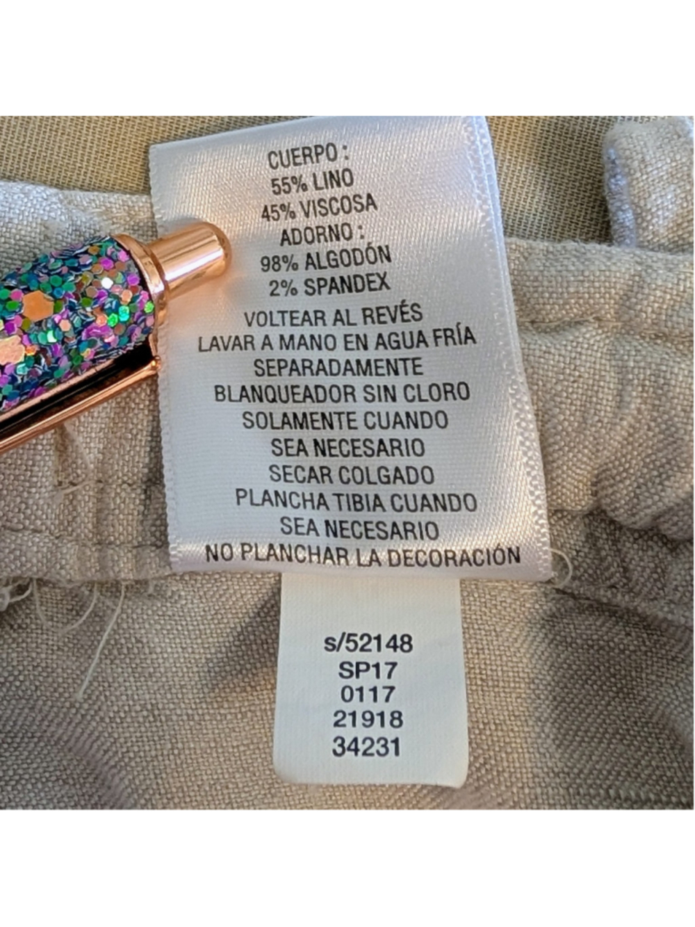 JM Collection Linen Blend Pants Beige Drawstring Waist Casual Lounge Size M - Picture 11 of 12